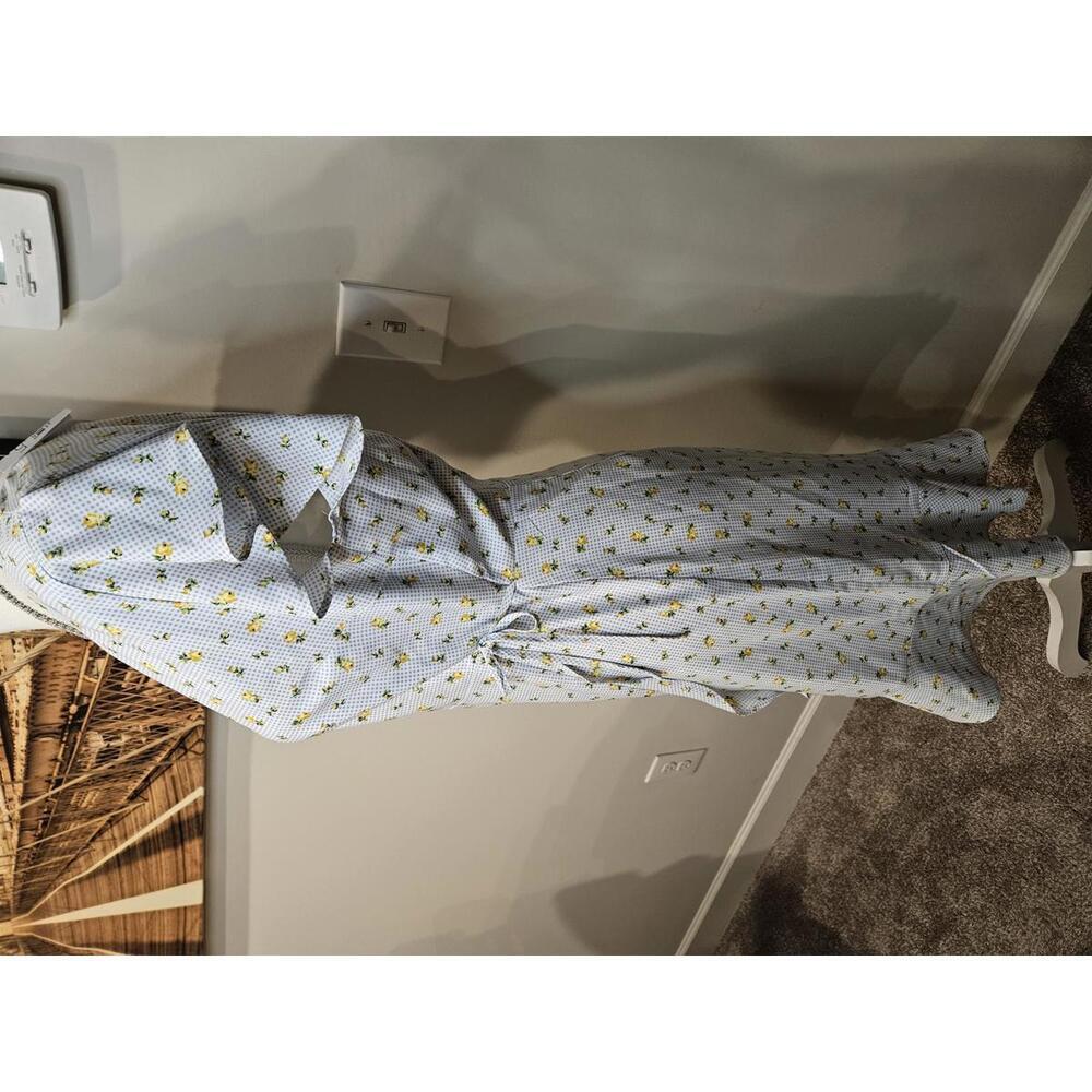 Nwt Loft Charming Floral Wrap Dress - Blue and Yellow #75 - Picture 2 of 10